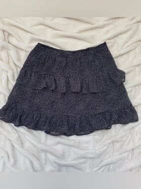 Altar'd State ruffle tiered mini skirt cheetah/dotted black white Sz M